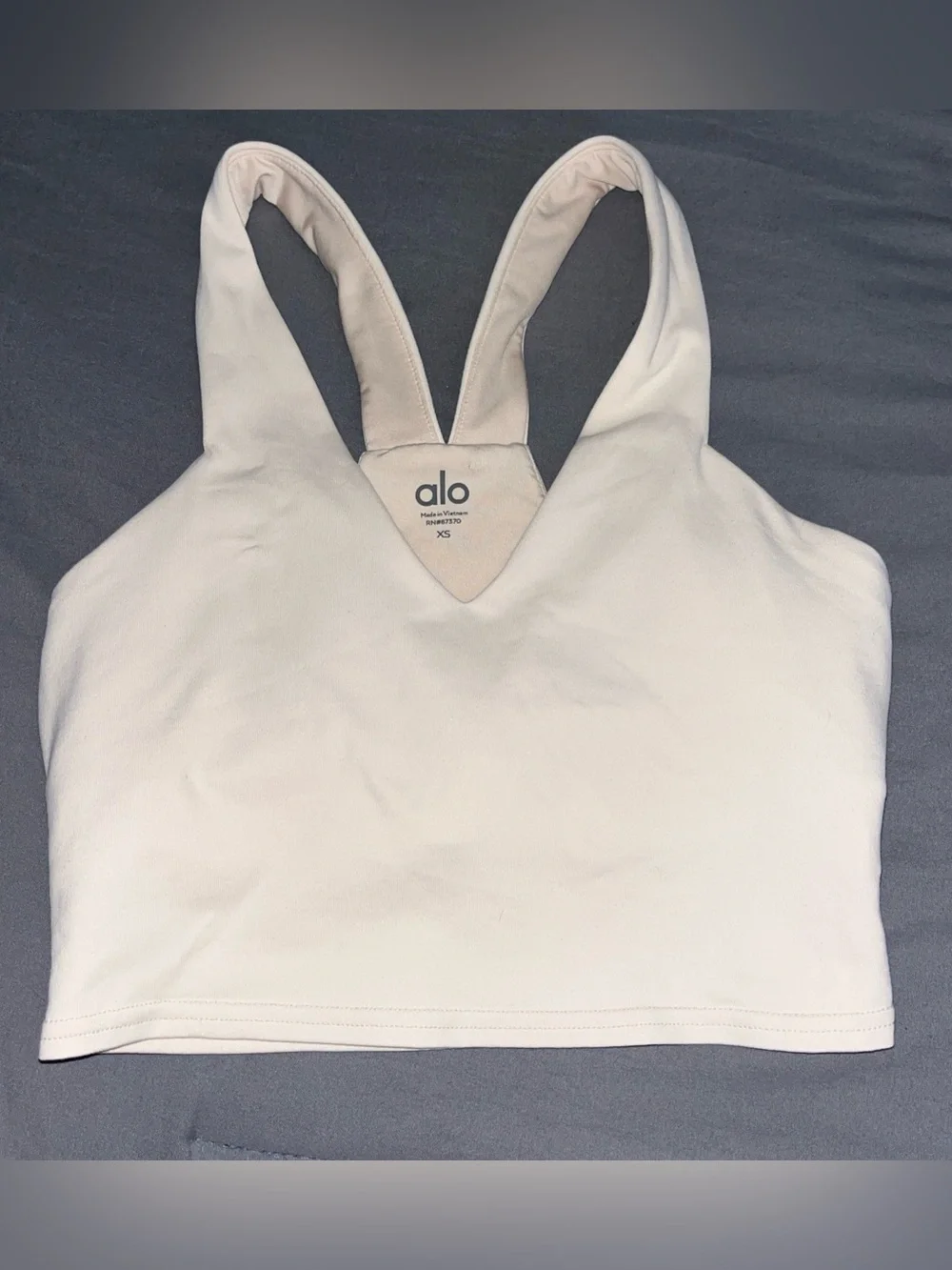 Alo Yoga Real Bra Tank Top XS Bone Off‑White Racerback Cropped